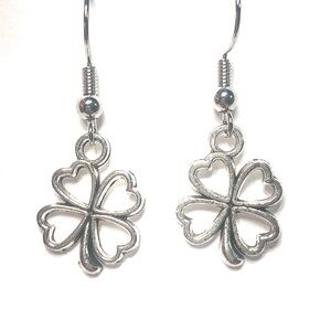 Handmade Silver Color Shamrock Clover  Earrings Women St. Patrick’s Day Gift